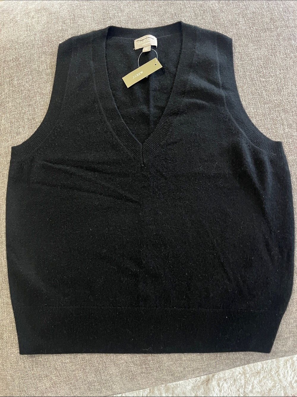 J. Crew Black V-Neck Cashmere Sweater Vest